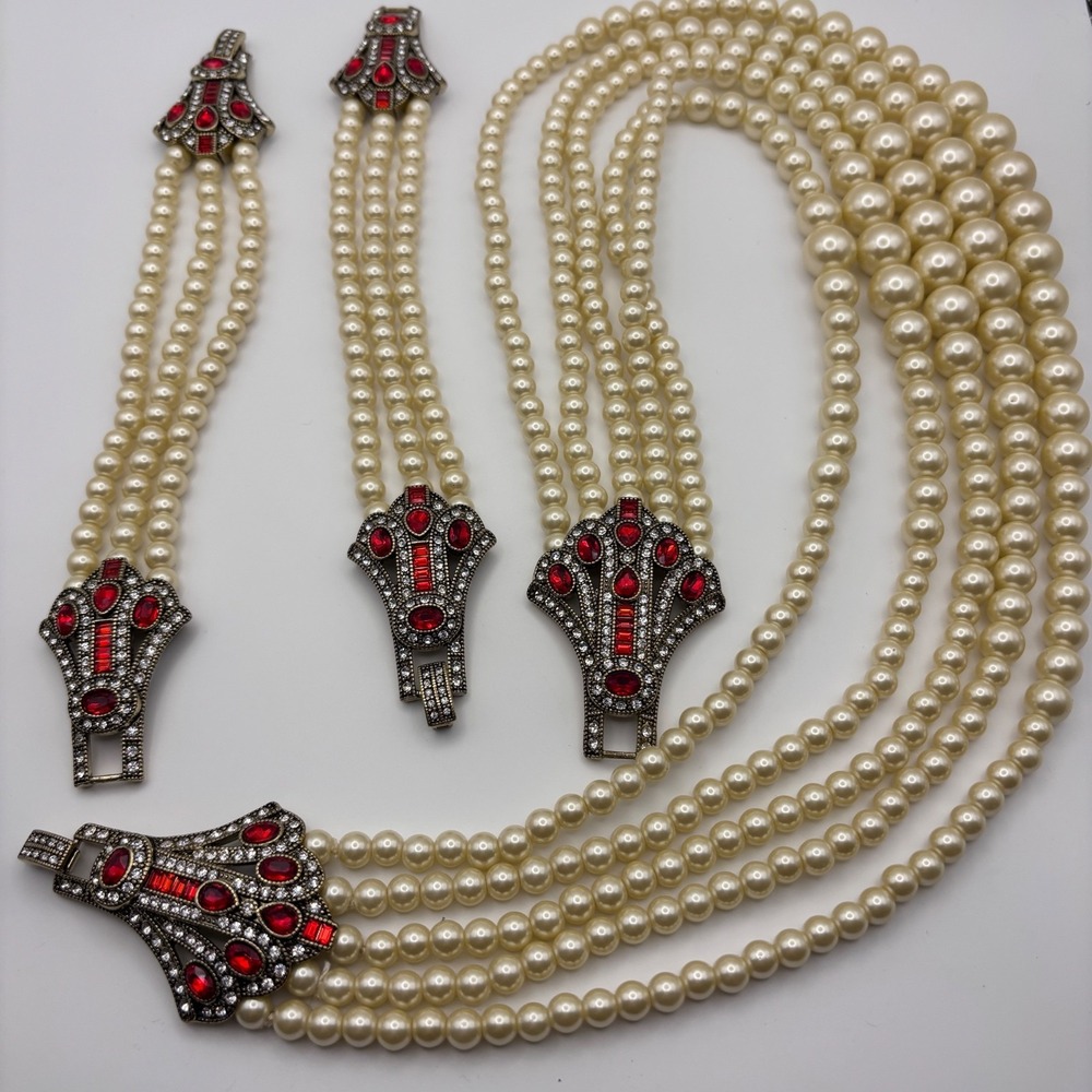 Heidi Daus "Age of Elegance" Faux Pearl Necklace & 2 Bracelets Set, Convertible